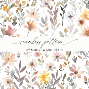 Padrão Floral Neutro Sem Costura Floral Sutil Padrão Suave Sem Costura, Floral Suave, Tons Neutros, Floral Marrom Tan Boho Floral Suave