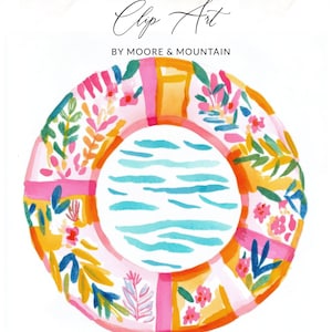 Floral Pool Float SVG, Summer Water PNG, Preppy Neon Clipart, Girly Beach Illustration, Trendy Sticker Design, Sublimation Digital Art