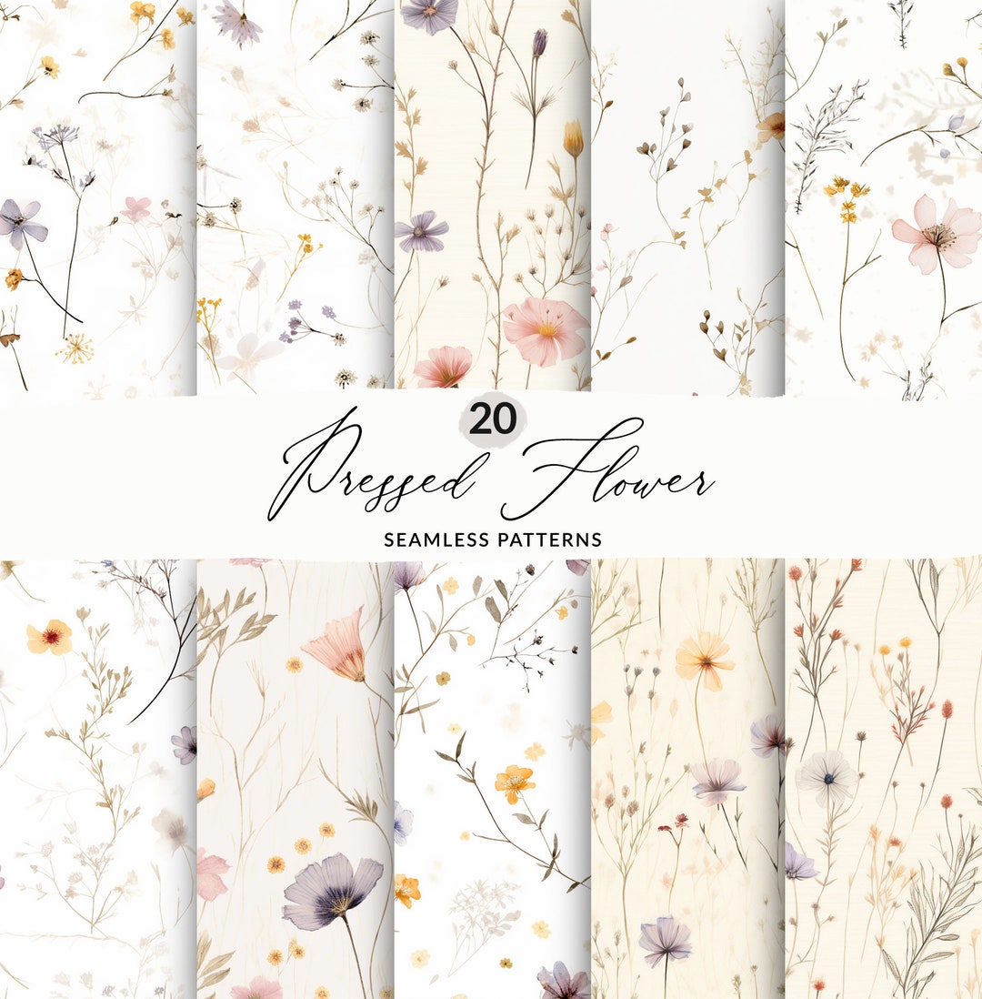 Seamless Pressed Flower Background Patterns Seamless Pressed Floral ...