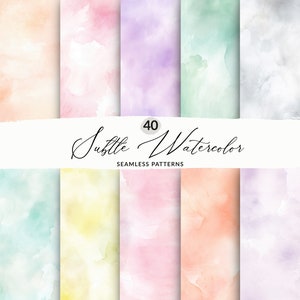 40 Zachte aquarel naadloze patroonachtergronden, subtiele aquarelwasachtergronden, naadloze aquarel geschilderde achtergrond digitale papieren