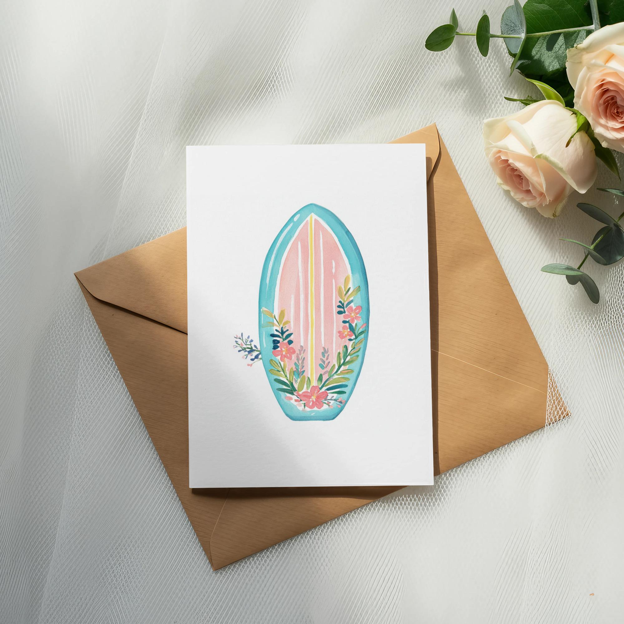 Preppy Surfboard PNG, Rainbow Floral Surf Art SVG, Pastel Beach