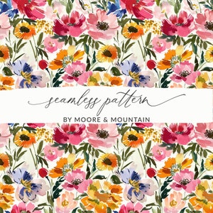Blüht nahtloses Hintergrundmuster, Aquarell blüht Blumenhintergrund, nahtloser Aquarell-Blumenmuster-Hintergrund für kommerzielle Nutzung