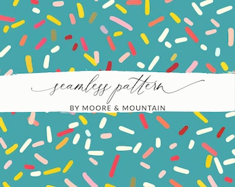 Seamless Sprinkles Pattern, Sprinkles Background Digital Paper Birthday Seamless Confetti Pattern, Celebration Seamless Pattern PNG