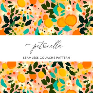 Citrus Seamless Pattern, Abstract Citrus Pattern, Painted Background Pattern, SEAMLESS Gouache Background Pattern, INSTANT DOWNLOAD