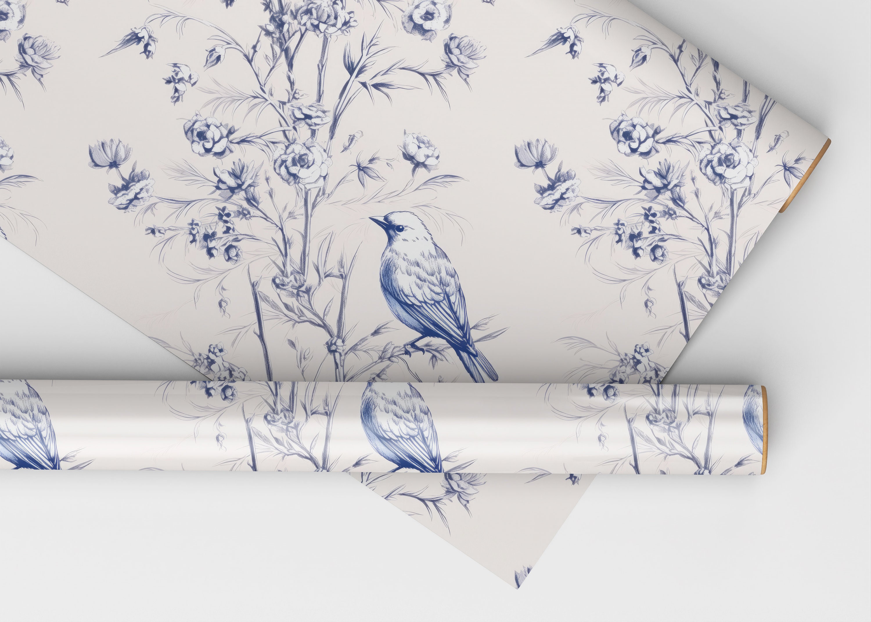 Seamless Chinoiserie Pattern Blue Chinoiserie Floral Pattern With Bird
