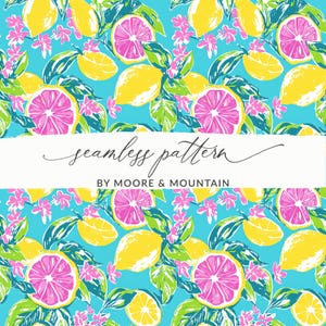 Citrons BCBG motif de fond sans couture, fichier PNG numérique sans couture BCBG pamplemousse pour sublimation, motif sans couture d'agrumes