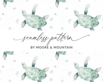 Seamless Turtle Pattern, Cute Watercolor Turtle Background Pattern, Pastel Turtle Digital Paper, Boho Turtle Design, Commercial Use, Cute