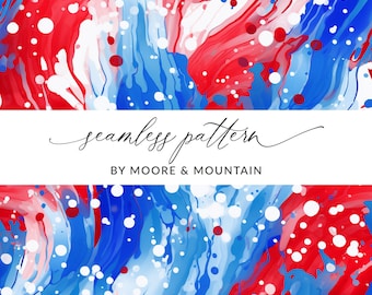 Fondo teñido anudado rojo, blanco y azul, fondo de EE. UU. pintado sin costuras, patrón de fondo abstracto del 4 de julio, patrón de EE. UU. sin costuras