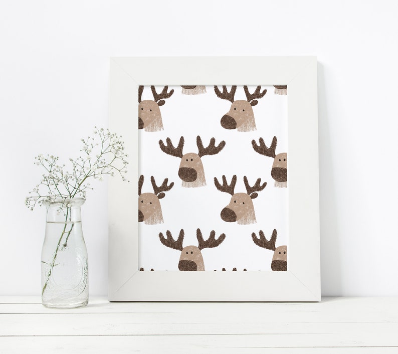 Moose Patterns Moose Background Pattern Cute Sketched Moose Pattern Digital File ...