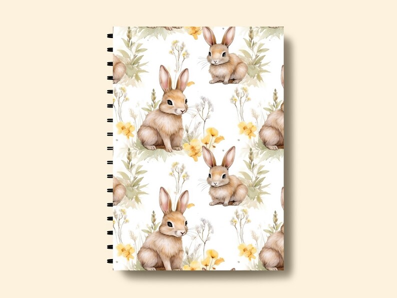 Seamless Cottagecore Rabbit Pattern for Sublimation Design, Seamless Spring Bunny Background, Cottagecore Bunny Seamless Background, Tiling image 4