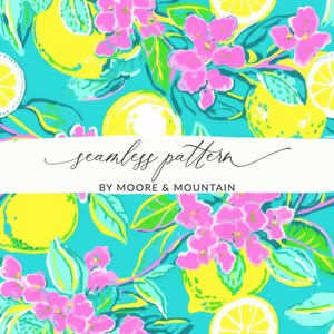 Preppy Limes Seamless Background Pattern, Preppy Lemons Seamless Digital PNG File for Sublimation Design, Citrus Seamless Preppy Pattern