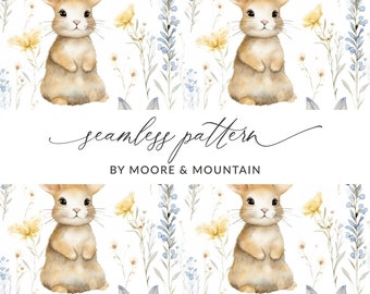 Cute Spring Bunny Seamless Easter Rabbit Background, Adorable Spring Bunnies Background Pattern For Sublimation Textile Design,