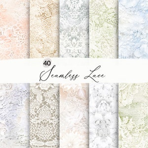 Nahtlose Spitze PNG Hintergrund, Aquarell Spitzenmuster, weiße Spitzenüberlagerung, Hochzeitsspitze, digitale Scrapbooking-Spitze, digitales bedruckbares Papier