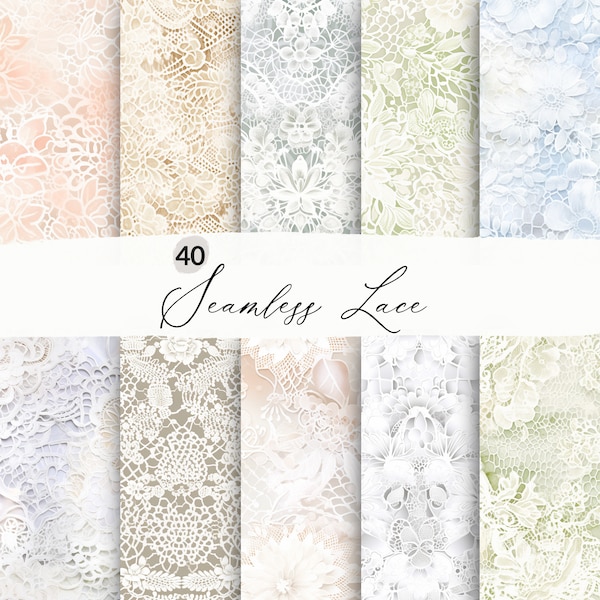 Seamless Lace PNG Background, Watercolor Lace Pattern, White Lace Overlay, Wedding Lace, Digital Scrapbooking Lace, Digital Printable Paper