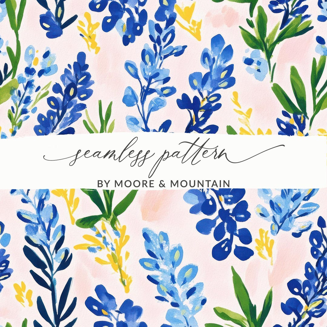 Bluebonnet Seamless Pattern Endless Bluebonnet Background Seamless ...