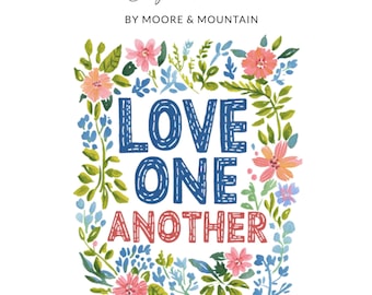 Aimez-vous les uns les autres art numérique floral aquarelle, inspiration BCBG PNG SVG, clipart pastel vibrant, usage commercial, téléchargement immédiat, haute