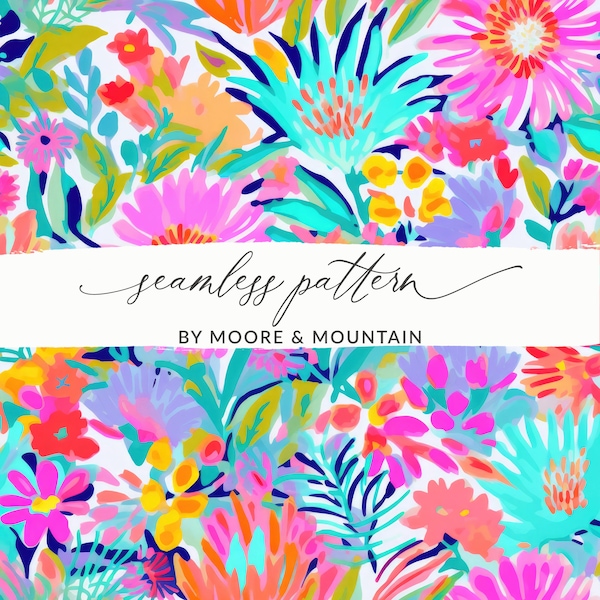 Vibrant Summer Seamless Background Seamless Neon Tropical Pattern, Seamless Beachy Summer Pattern for Commercial Use Textile Design,Lavender