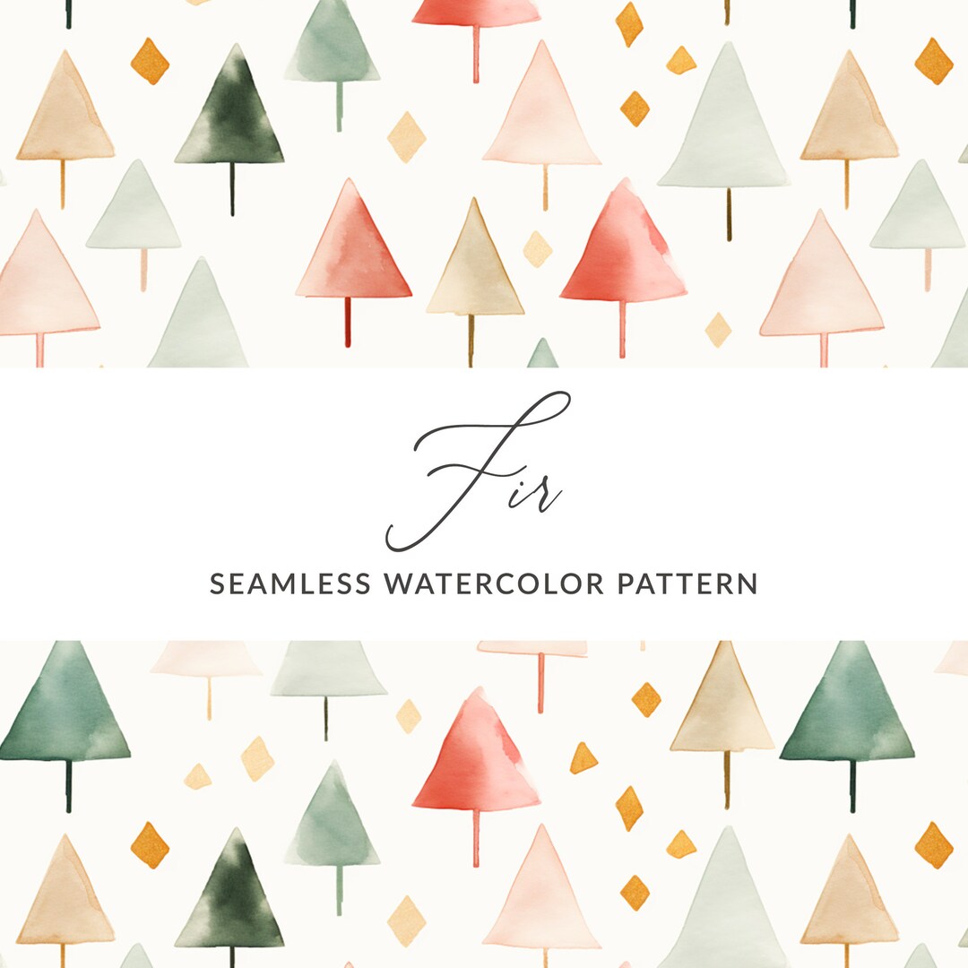 Watercolor Christmas Tree Seamless Pattern, Painted Christmas Tree ...
