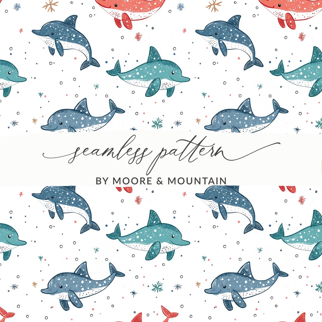 Cute Dolphin Seamless Background Pattern for Boys Dolphin Repeating ...