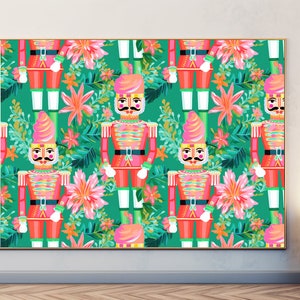 Preppy Christmas Seamless Nutcracker Pattern, Watercolor Nutcracker ...