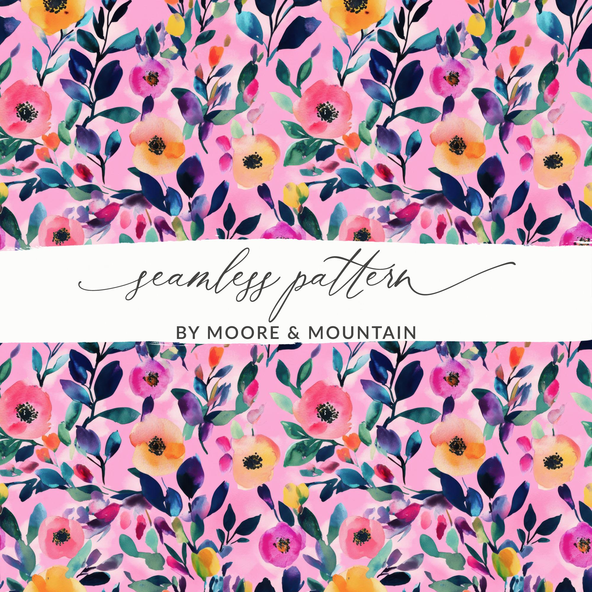 Pink Floral Pattern Digital Paper, Watercolor Flower Design, Seamless ...