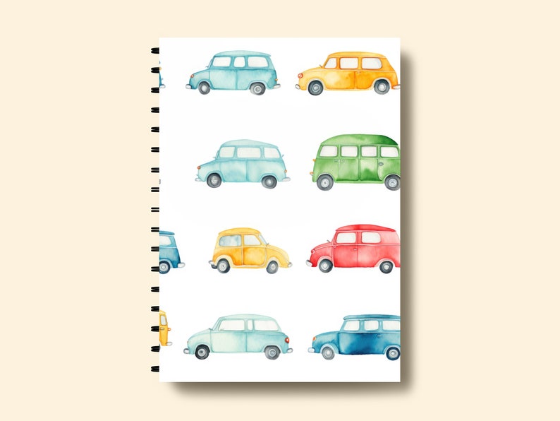 Colorful Cars Repeating Background Pattern for Textile Design Boys Cars Pattern, Watercolor Cars Background, Vintage Car Pattern Handpainted image 6