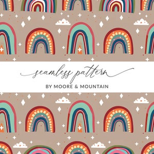Simple Rainbow Pattern Background, Cute Rainbow Seamless Background Pattern, Repeating Rainbow Digital File Commercial Use Rainbow Cloud