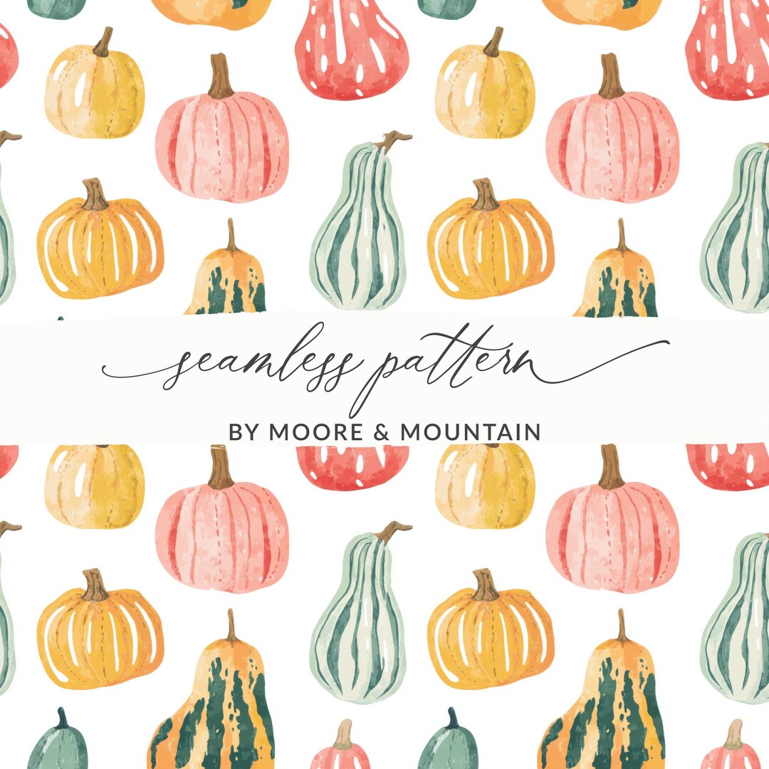 Watercolor Pumpkins Digital Paper, Seamless Fall Pattern (JPG PNG) - Etsy