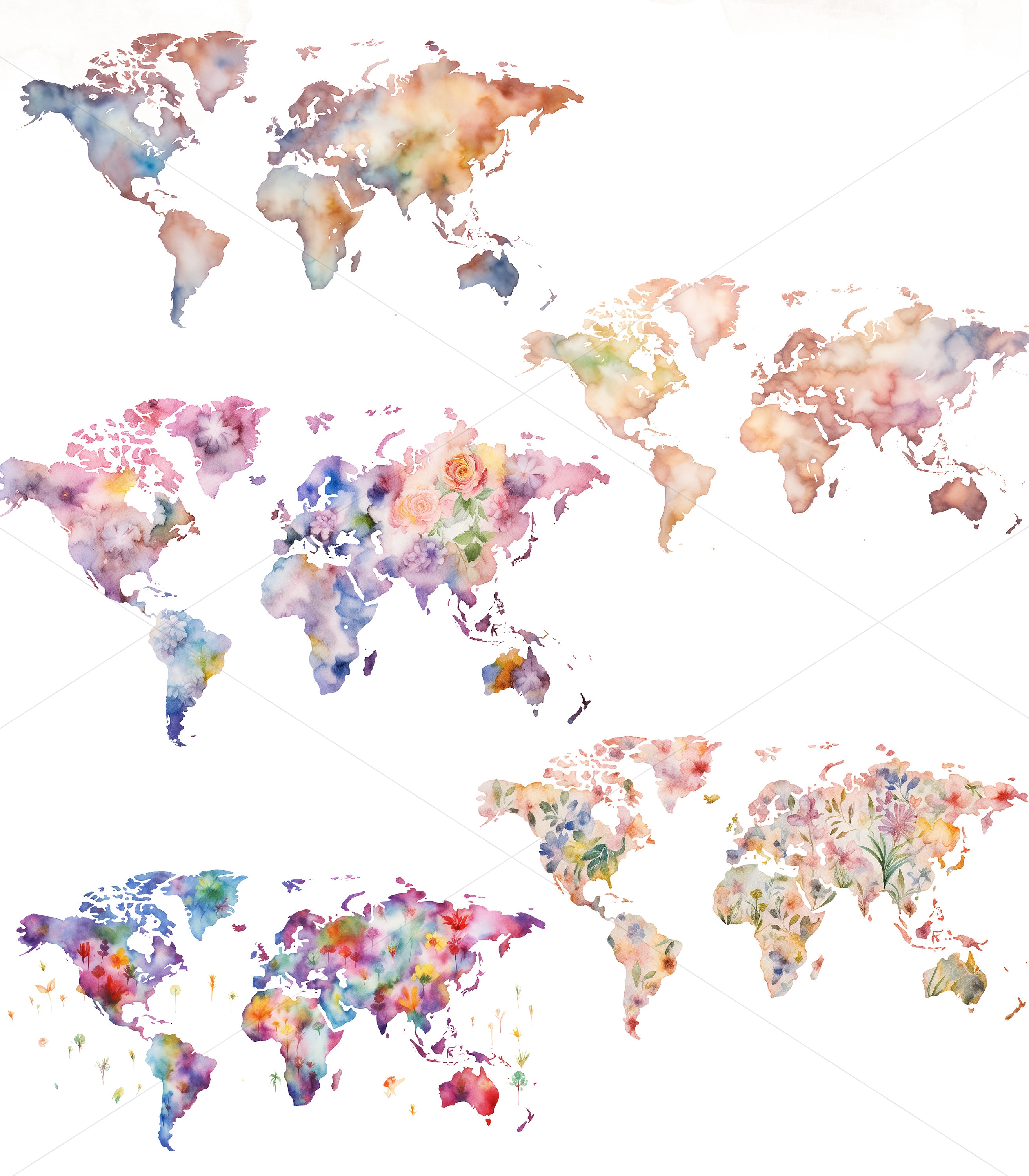 Downloadable World Map Clipart Flower World Map Clipart - Etsy Australia