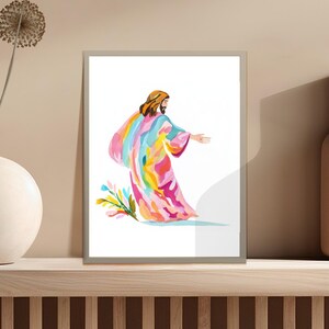 Colorful Jesus Wall Art, Christian Home Decor, Religious Artwork Print, Inspirational Jesus Poster, Faith Based Wall Decor