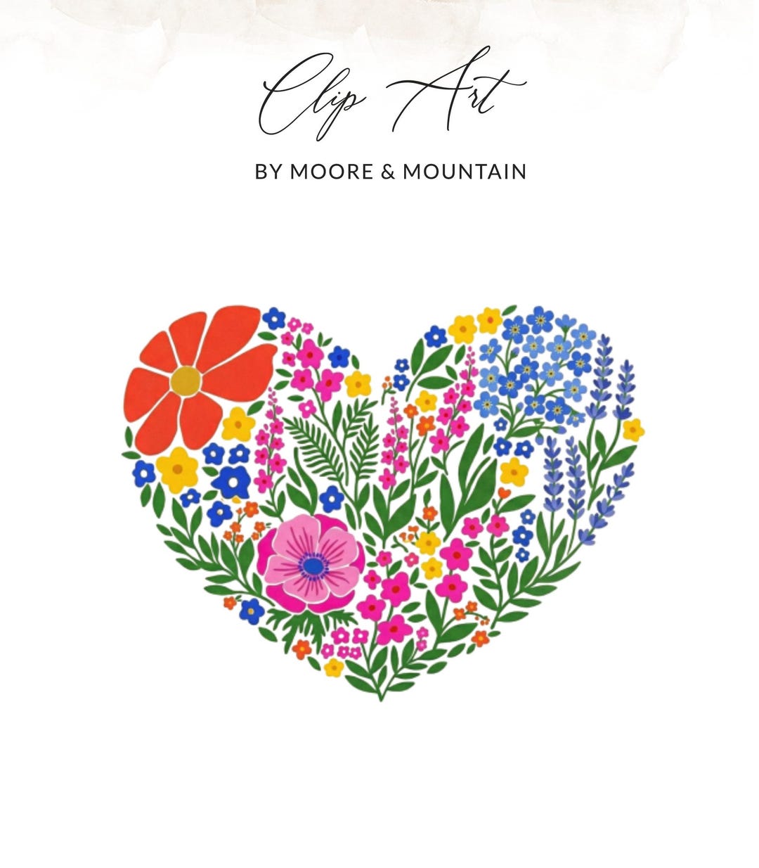 Vibrant Floral Heart PNG SVG Digital Download, Botanical Love Clipart ...