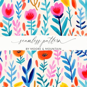 Patrón de fondo sin costuras con tulipanes modernos, lindo patrón sin costuras con tulipanes pintados, diseño para niños, patrón para niños, lindo patrón floral de verano