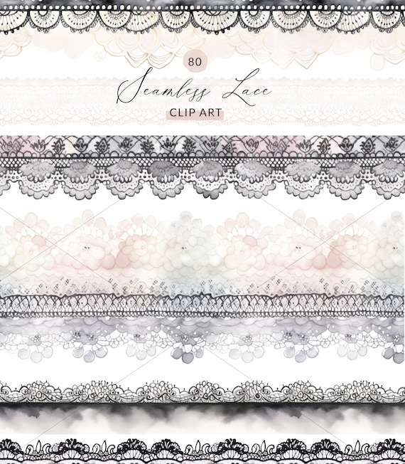 80 Seamless Lace Clipart PNG Watercolor Lace Seamless Clip