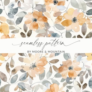 Zachte herfst bloemenpatroon Zachte aquarel bloemenpatroon Boho neutraal aquarel bloemenpatroon Roest bloemen Naadloze achtergrond