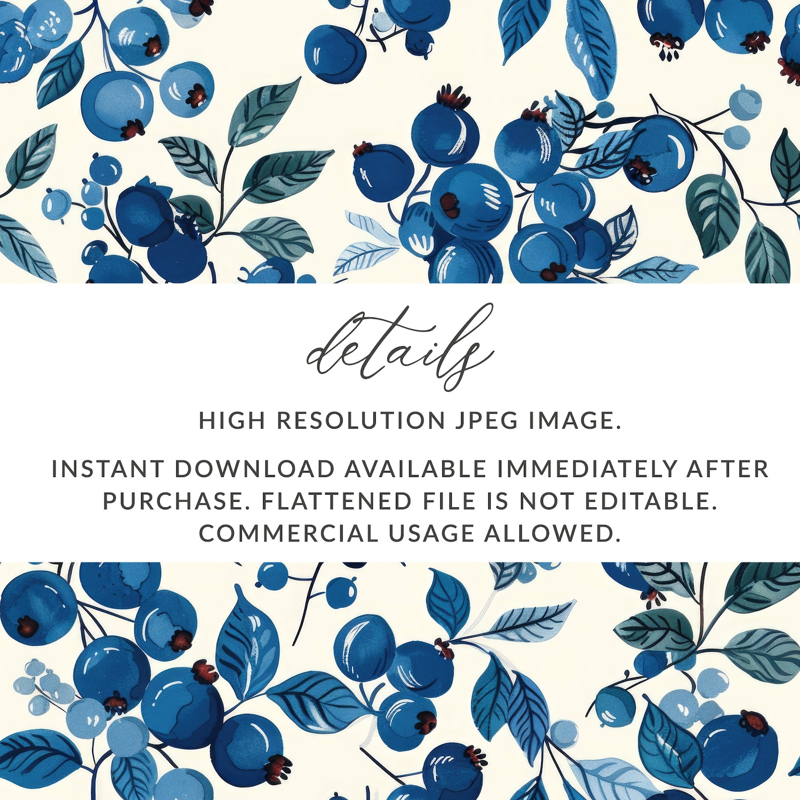 Seamless Blueberries Repeating Background Pattern Summer Berry Seamless ...