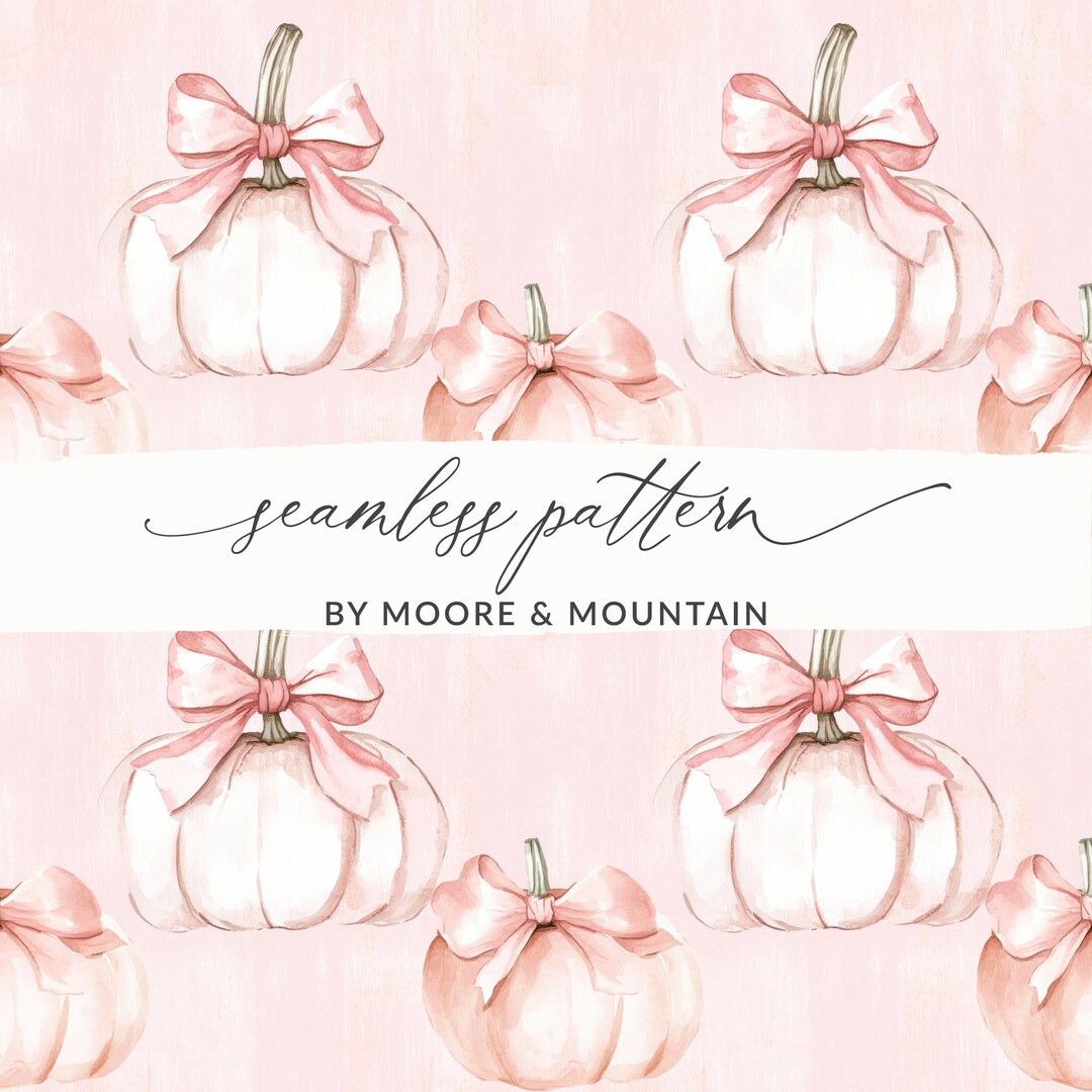Coquette Fall Seamless Pattern Pink Pumpkin Background, Girly Pumpkin ...