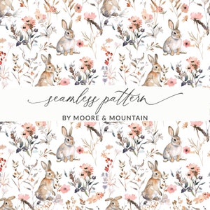 Dusty Rose Osterhase Hintergrund Pastell Aquarell Bunnies Muster, Aquarell Kaninchen Hintergrund Scrapbook Papier Frühlingshäschen