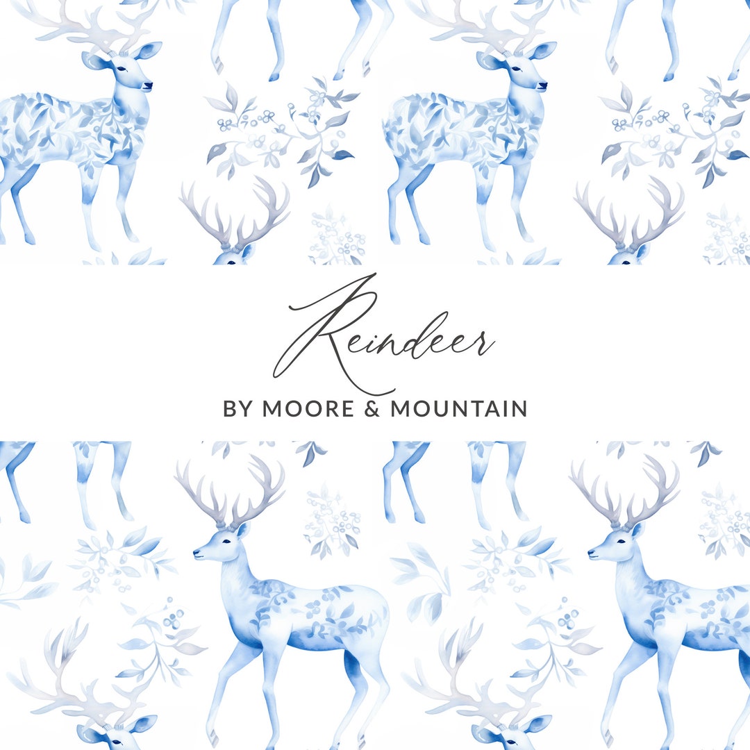 Seamless Reindeer Pattern Seamless Watercolor Reindeer, Chinoiserie