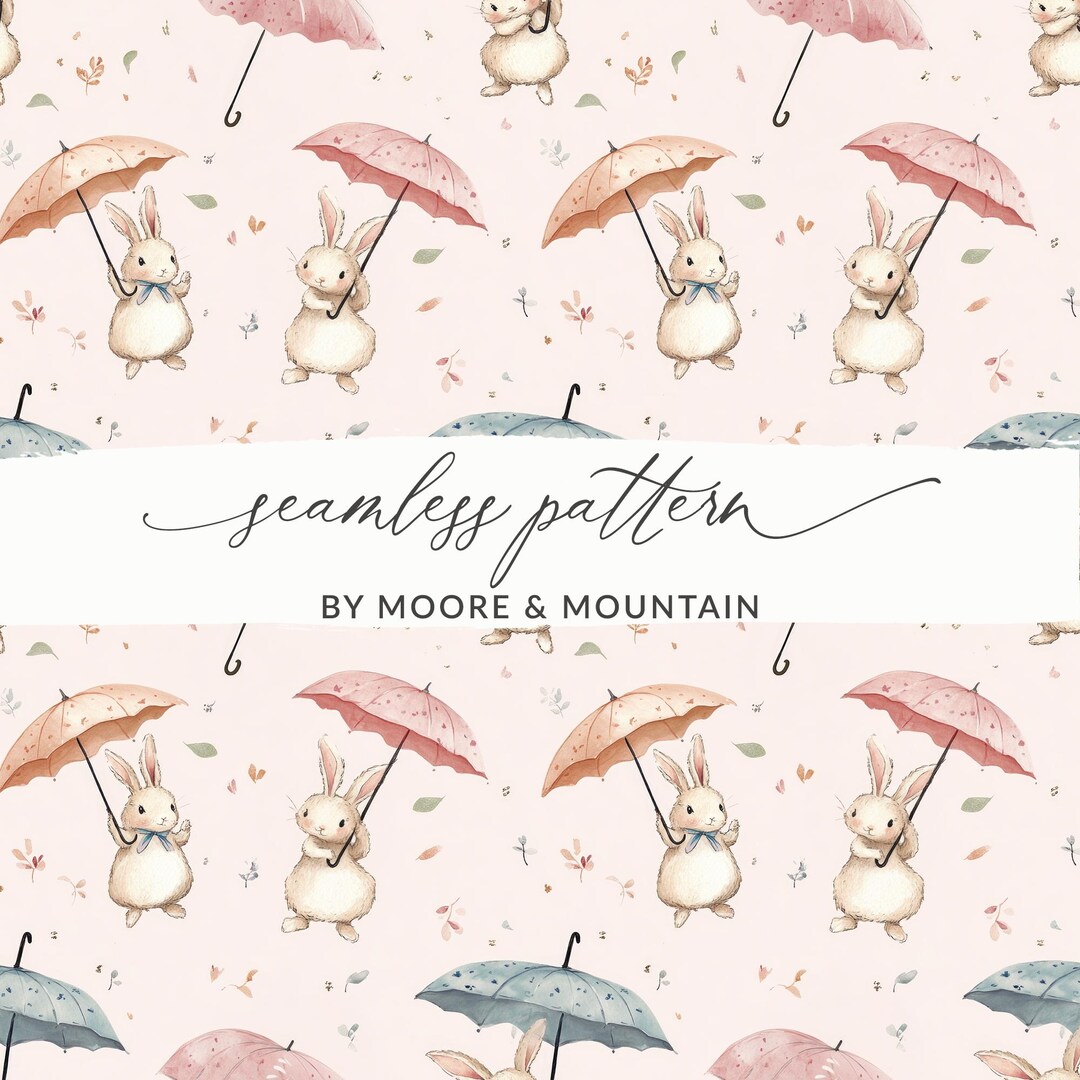 Pink Pastel Rabbit Illustrated Seamless Cute Bunny Pattern, Pink Bunny ...