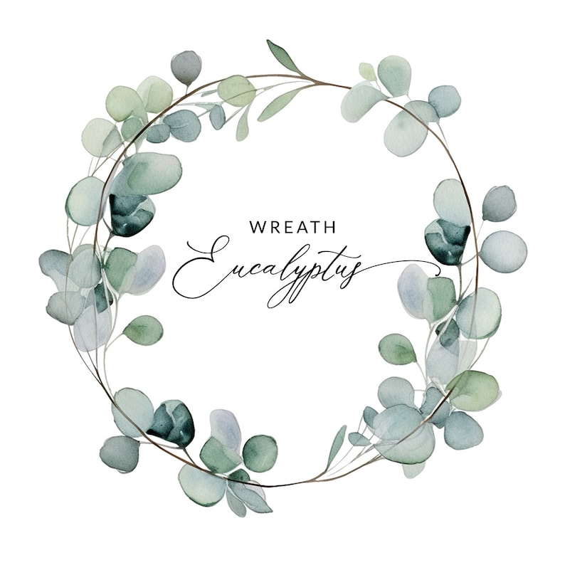 Eucalyptus Background Wreath, Eucalyptus Clipart Wreath, Commercial Use