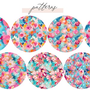 40 Painted Abstract Floral Pattern Collection, Seamless Painted Floral ...