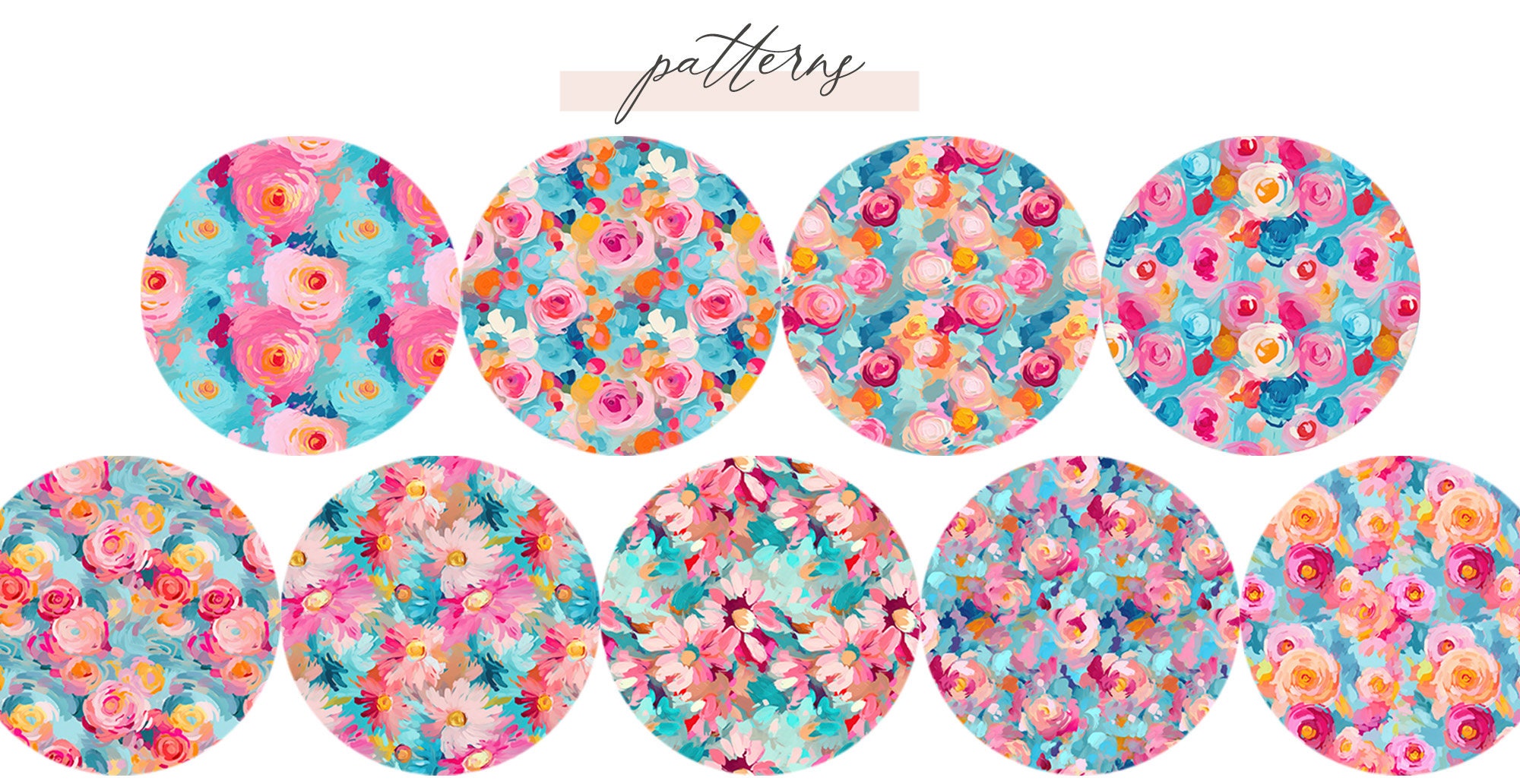 40 Painted Abstract Floral Pattern Collection, Seamless Painted Floral ...