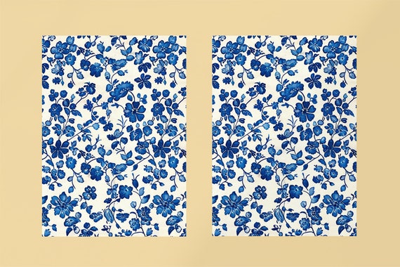 Society6 ケース Ocean Blue Flower Pattern Brewster Gabriela Blue Floral Blue Wallpaper Sample