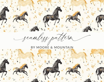 Horses Digital Paper, Seamless Horse Pattern, Animal Digital Paper, Downloadable Fabric Design, Horse Print, Digital Download, JPEG and PNG