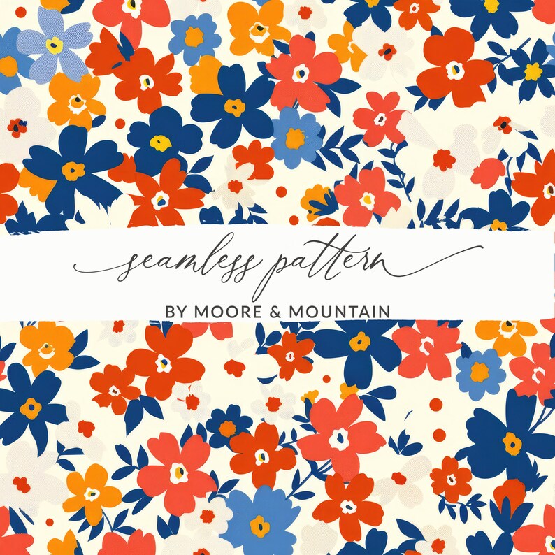 Red White and Blue Ditsy Floral Patriotic Background 4th of July ...