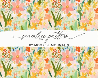 Spring Meadow Seamless Background Pattern Acrylic Floral Ditsy Spring Pattern Floral Background Easter