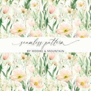 Blozen bloemen naadloze aquarel bloemenpatroon pastel aquarel lente bloemen achtergrond, achtergrond png