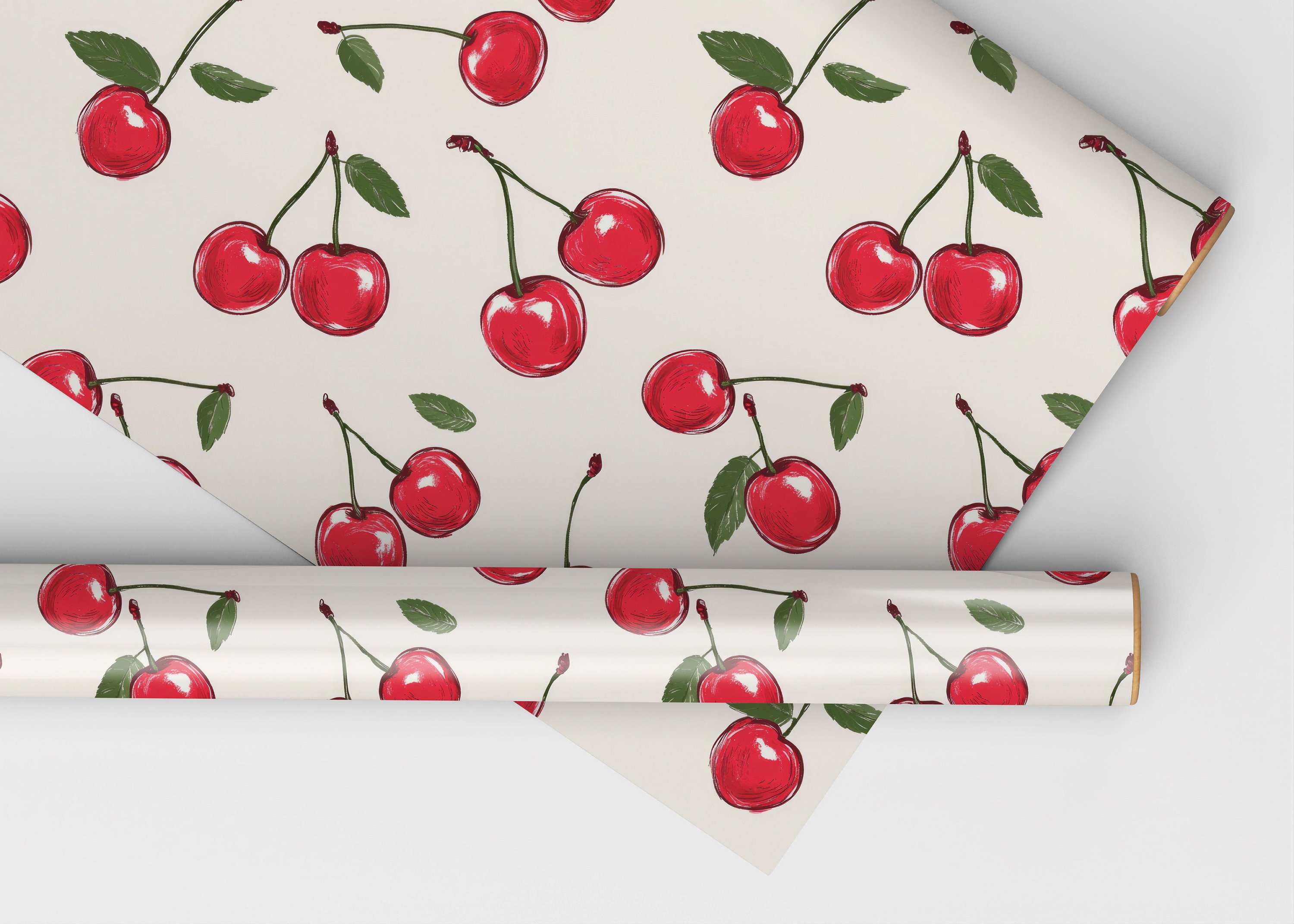 Seamless Cherries Pattern Red Cherries Repeating Background