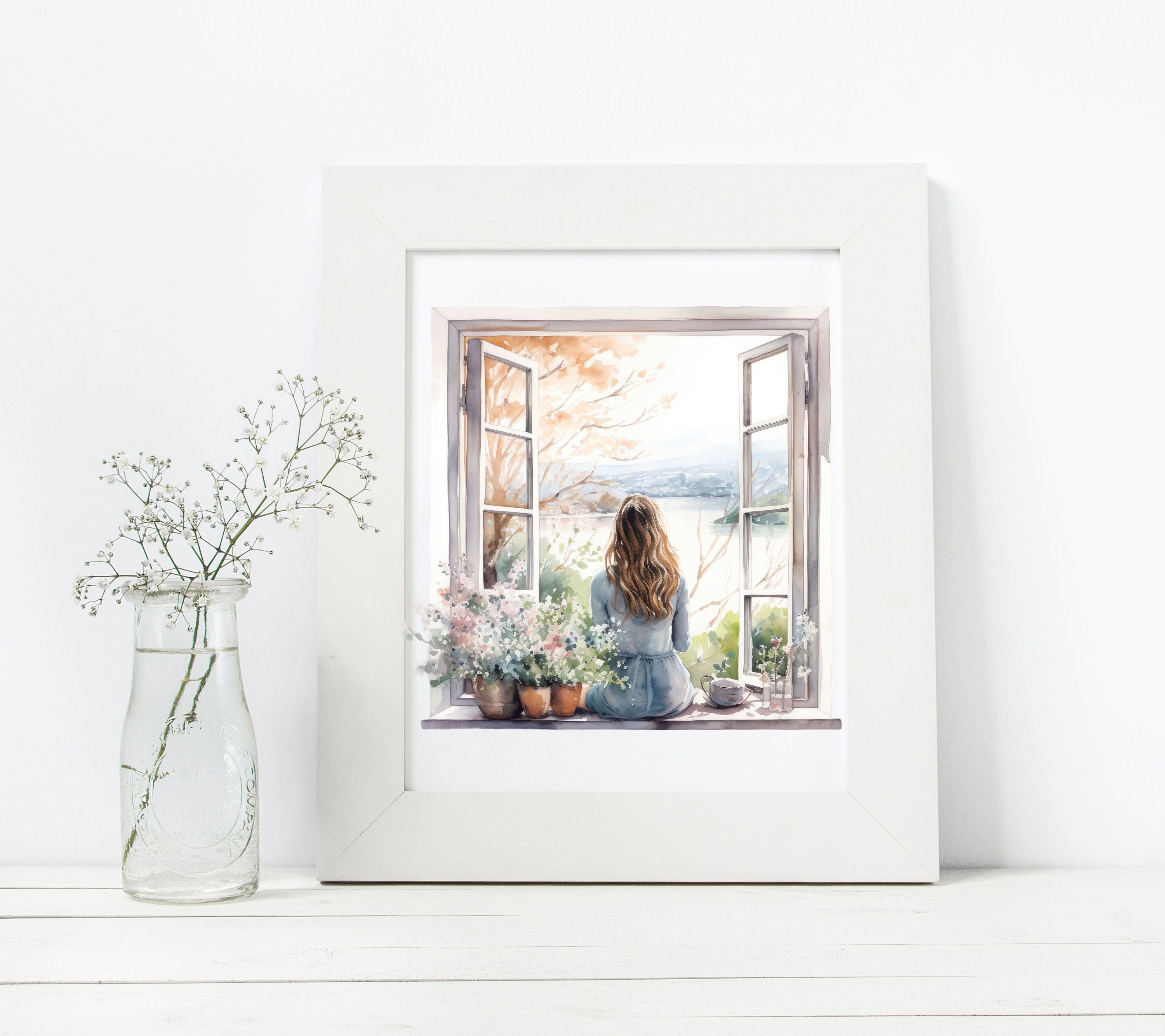 Printable Window Spring Scene 25 Watercolor Spring Windows Clipart Spring Window Scene Spring ...
