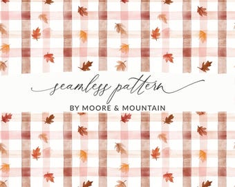 Vichy motif automne couleurs neutres sans couture carreaux d'automne à carreaux, carreaux sans couture aquarelle pour Thanksgiving, automne doux